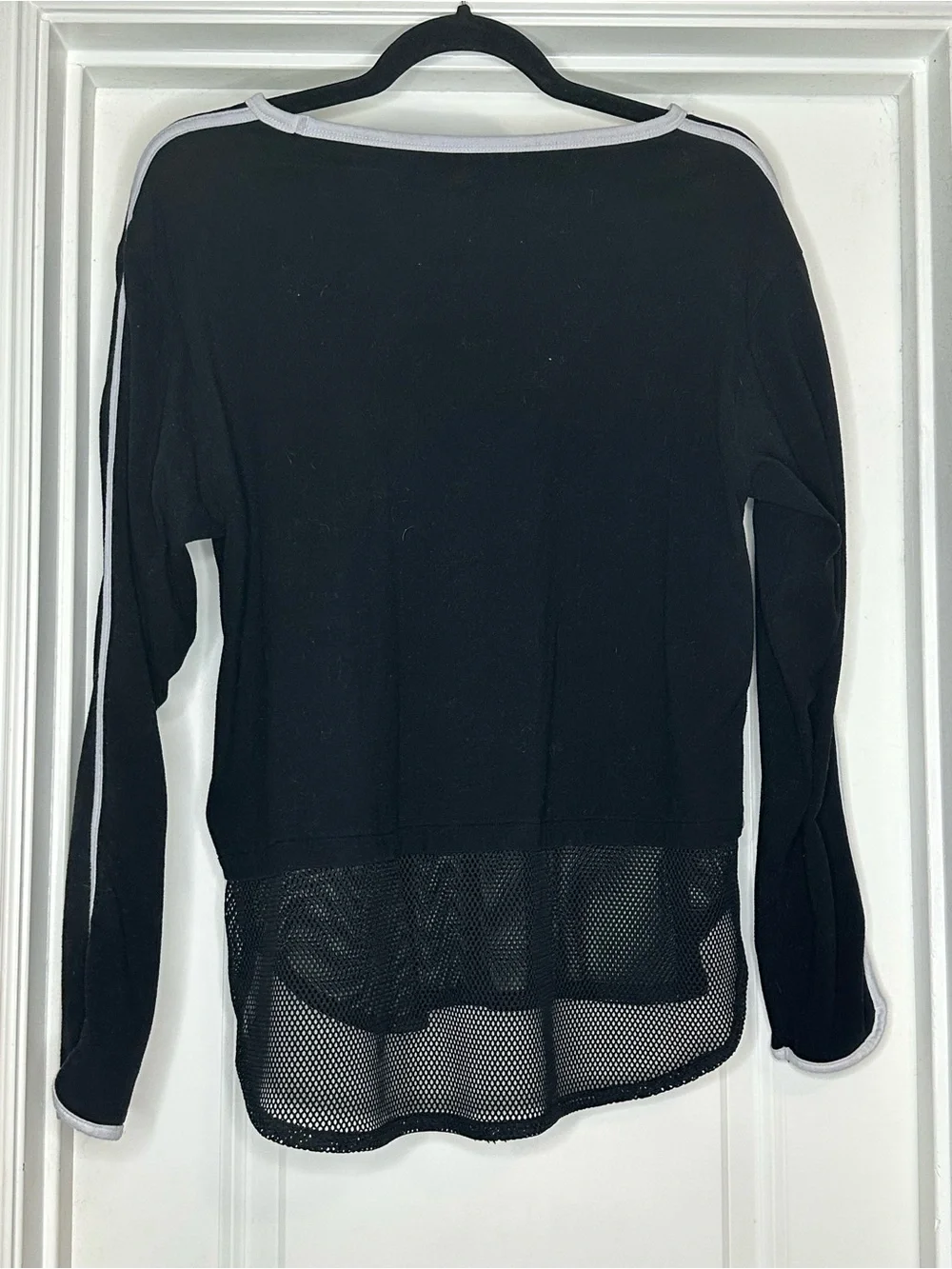 Michael Kors Black Long-Sleeve Layered Mesh Hem Top